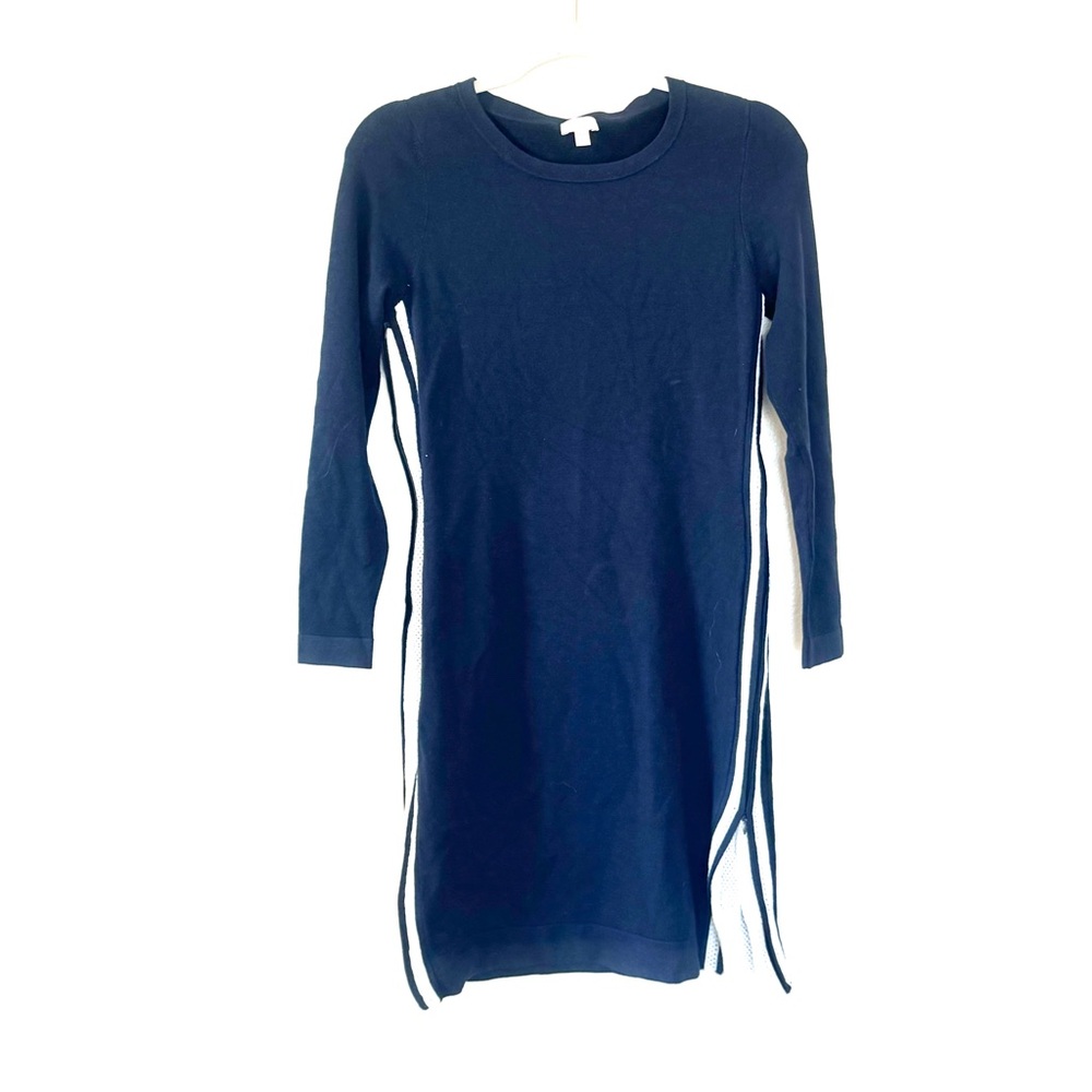 Etcetera ETC Navy Blue Long Sleeve Side Zip Dress Mesh Size XS